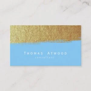 Gold Modern Brushed Business Cards Blue and White
