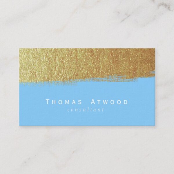 Gold Modern Brushed Business Cards Blue and White