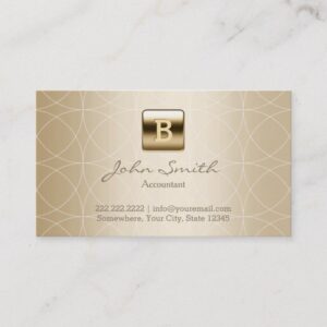 Gold Monogram Geo Patterns Accountant Business Card