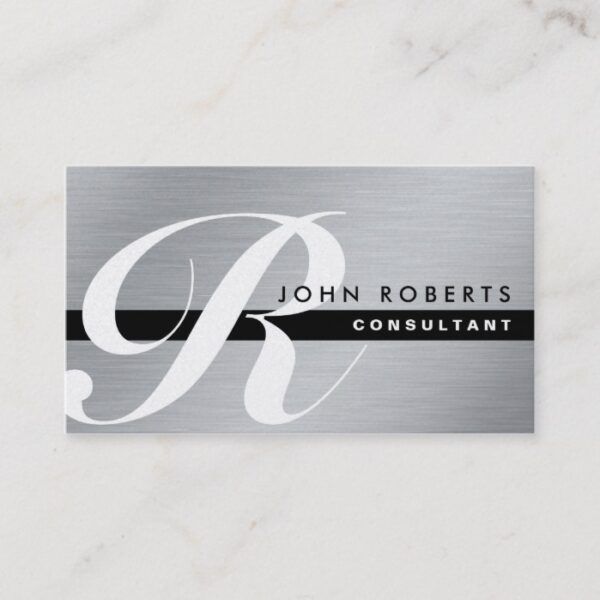 Gold Monogram Professional Elegant Modern Silver Business Card