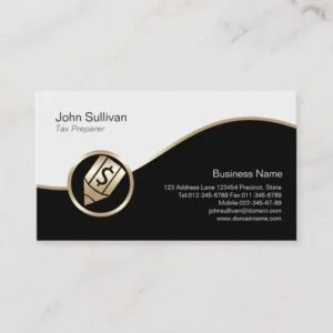 Gold Pen Dollar Icon Tax Preparer Business Card