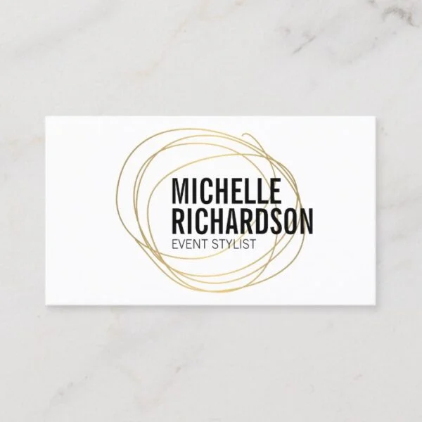 Gold Scribble with Bold Text Abstract Design Business Card