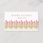 Gold Sequin Lipstick Makeup Artist Beauty Salon 5 Business Card