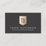 Gold Shield Monogram Logo Protection and Security Business Card