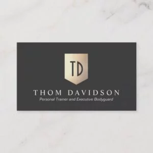 Gold Shield Monogram Logo Protection and Security Business Card