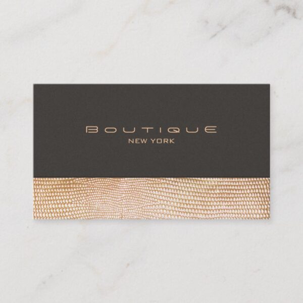 Gold Snake Skin and Suede Fashion Boutique Business Card