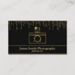 Gold Sparkle Camera Photographer Business Card