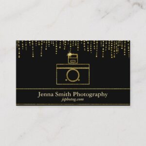 Gold Sparkle Camera Photographer Business Card