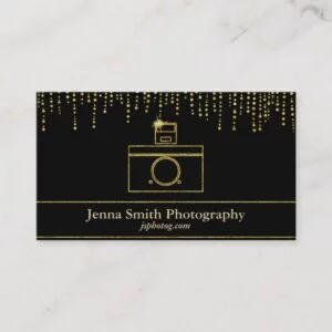 Gold Sparkle Camera Photographer Business Card
