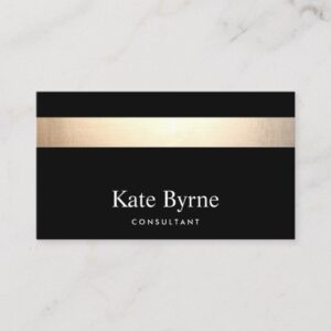 Gold Striped Modern Stylish Black Business Card