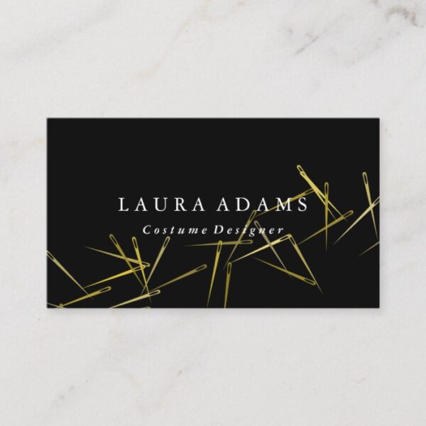 Golden Needles | Elegant Fashion Designer Business Card