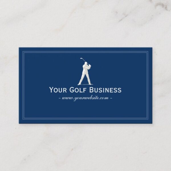 Golf Club Navy Blue Plain Simple Framed Business Card