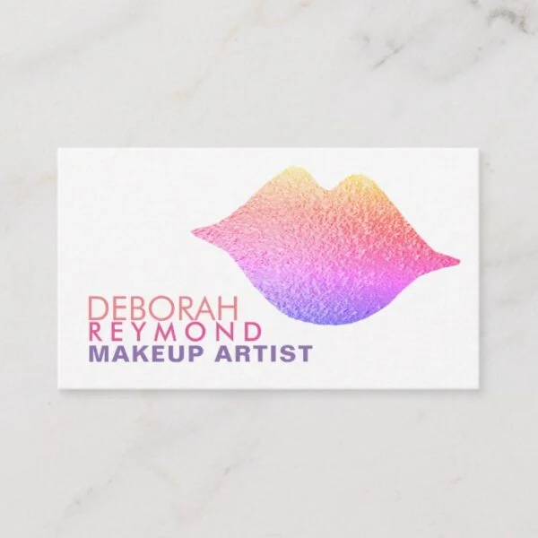 gradient colors lips beauty makeup white business card
