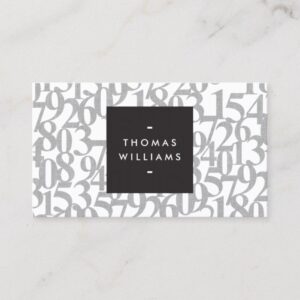 Gray Abstract Numbers for Accountants, Accounting Business Card