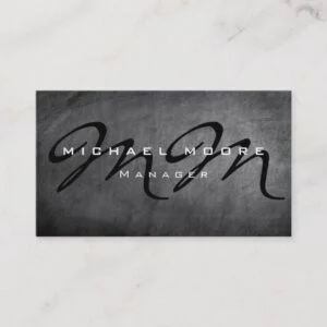 Gray Chalkboard Bold Monogram Minimalist Modern Business Card