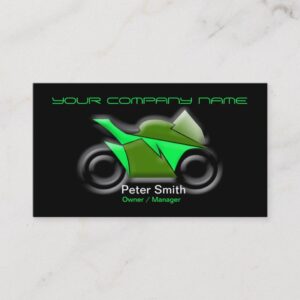 Green And Black Motorcycle Business Card