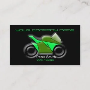 Green And Black Motorcycle Business Card
