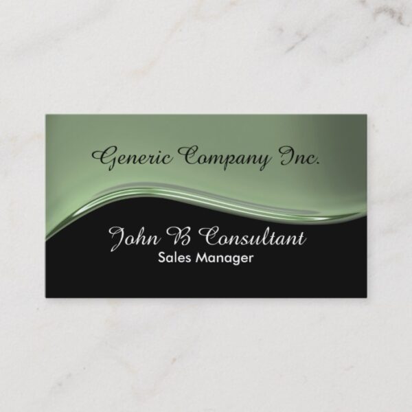 Green black metallic look curve business card