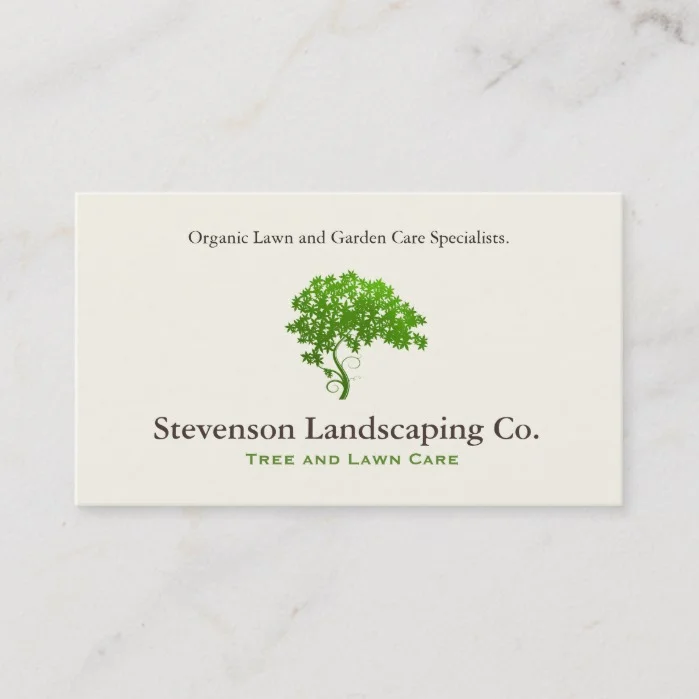 Green Tree Logo  Lawn Care Landscape Designer Business Card