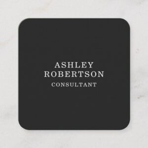 Grey White Professional Stylish Trendy Minimalist Square Business Card