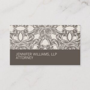 Groupon Taupe Damask Attorney Business Card