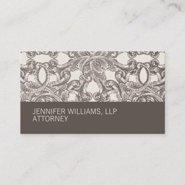 Groupon Taupe Damask Attorney Business Card