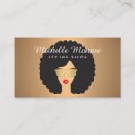Hair Salon Beauty Girl with Afro on Faux Copper Business Card