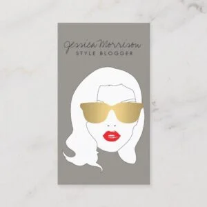 Hair Salon, Style Blogger, Beauty Girl on Gray Business Card