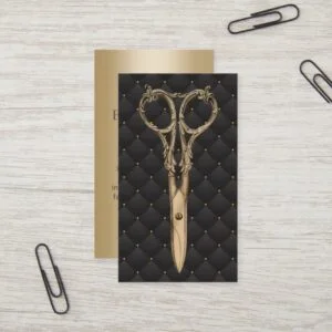 Hair Stylist Antique Gold Scissor Luxury Salon Business Card