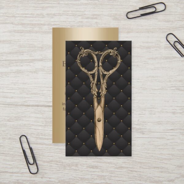 Hair Stylist Antique Gold Scissor Luxury Salon Business Card