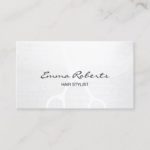 Hair Stylist Elegant White Scissor Minimalist Business Card