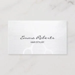 Hair Stylist Elegant White Scissor Minimalist Business Card