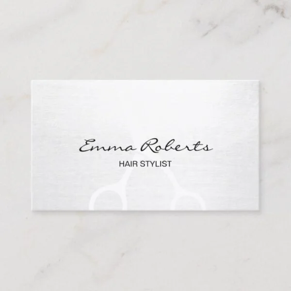 Hair Stylist Elegant White Scissor Minimalist Business Card