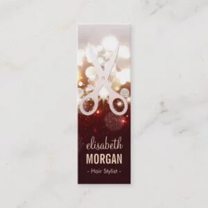 Hair Stylist Fashionable Gold Sparkle Scissors Mini Business Card
