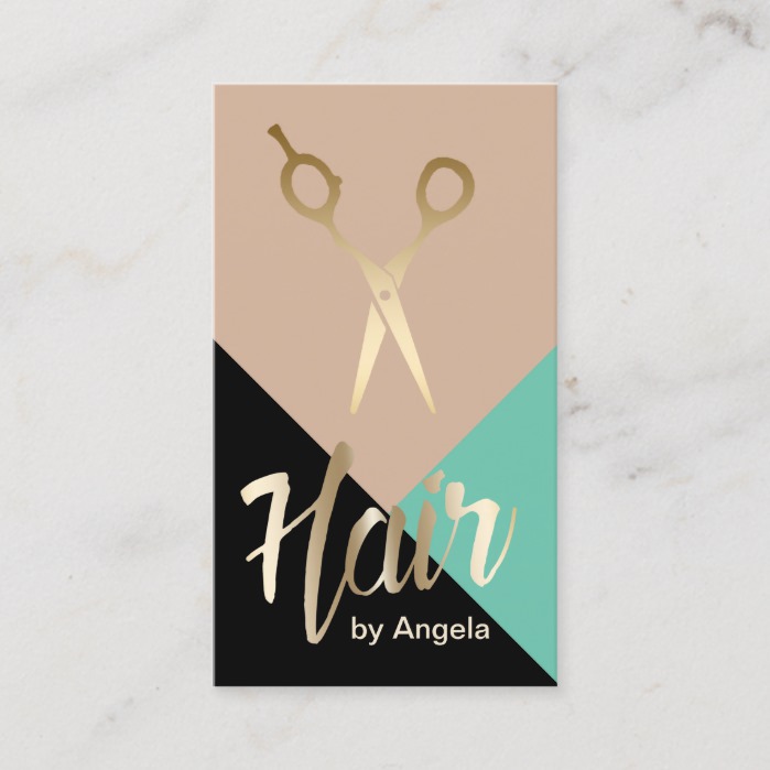 Rose Gold Scissor Pink Glitter Hair Stylist Salon Business Card, Zazzle
