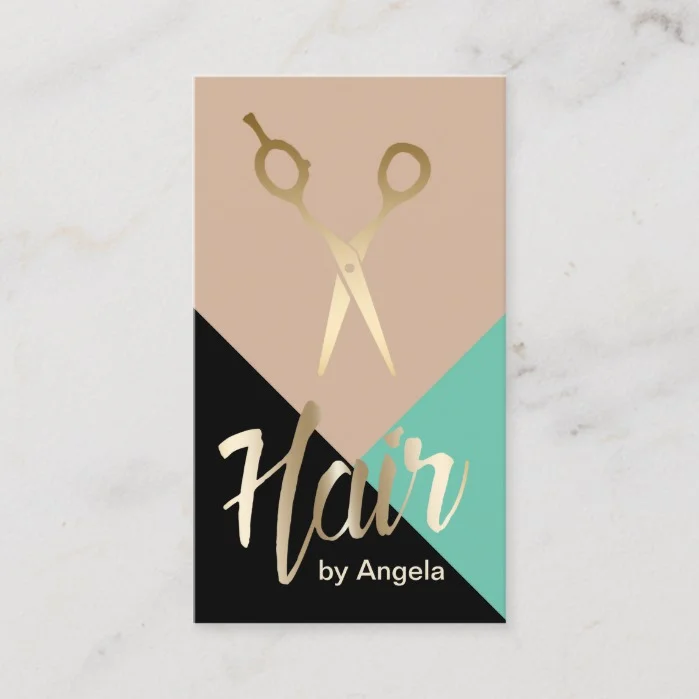 Hair Stylist | Gold Scissor Modern Hair Salon Business Card