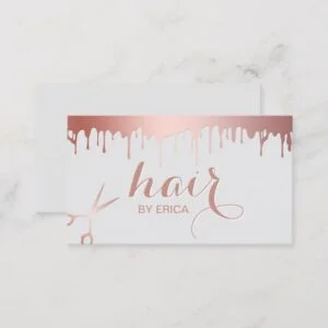 Hair Stylist Modern Rose Gold Scissor Beauty Salon Business Card