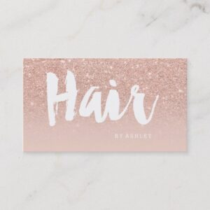 Hair stylist modern typography blush rose gold business card