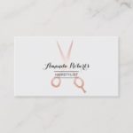 Hair Stylist Rose Gold Scissor Salon Minimalist Business Card