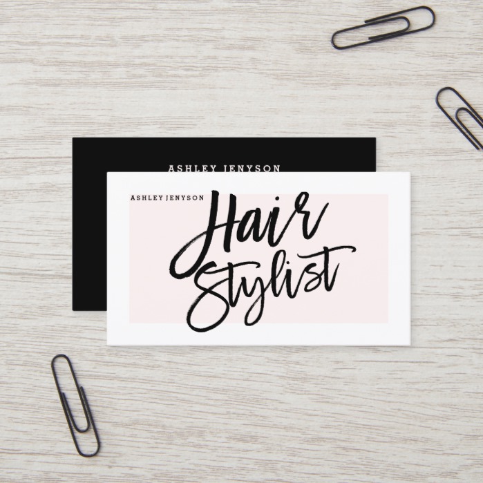 Hair stylist typography modern blush pink business card