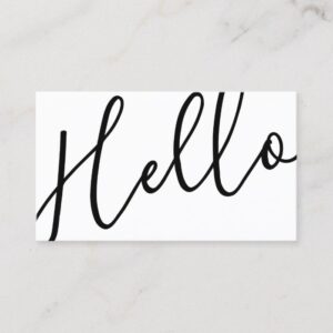 Hello | Professional Modern Black and White Business Card