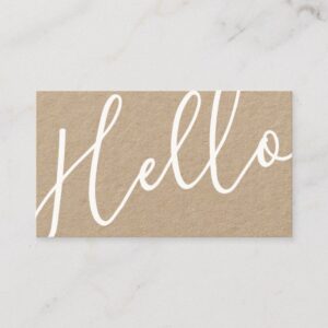 Hello | Professional Modern Script Kraft Paper Business Card