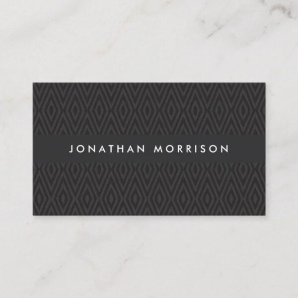 HIP BLACK DIAMOND PATTERN on DARK GRAY Business Card