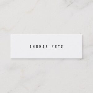 Hip Cool and Edgy, Simple White Minimalist Mini Business Card