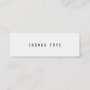 Hip Cool and Edgy, Simple White Minimalist Mini Business Card