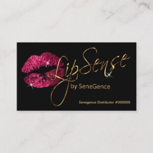 Hot Pink Glitter and Gold Lipsense Senegence Business Card