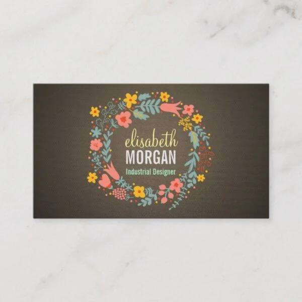 Industrial Designer - Burlap Floral Wreath Business Card