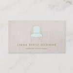 Interior Design  French Chair Logo FAUX Linen Business Card