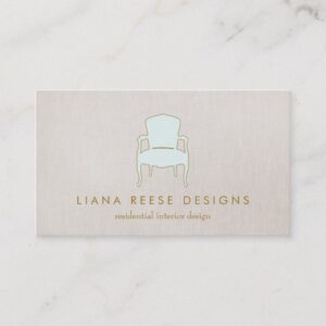 Interior Design  French Chair Logo FAUX Linen Business Card