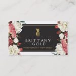Interior Designer Business Card – Chic Gold Floral